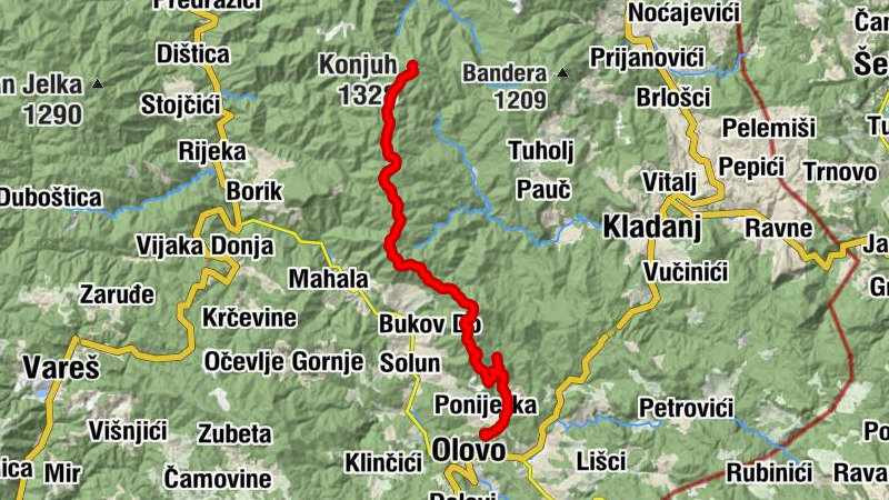Memagić Stijena - V. Kabun - Vrančevo brdo - Konjuh