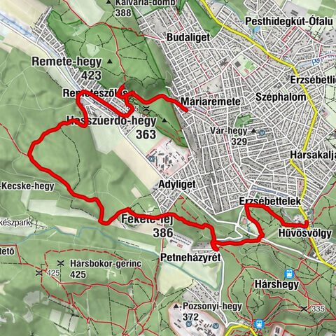 Remeteszőlős - Fekete-fej - Fazekas-hegy - Budapest