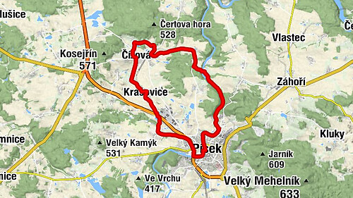 Písek - Prospekční štola - Borečnice - Zlivice