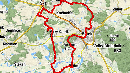 Písek - Velký Kamýk - Na Vršku - Vnitřní Město