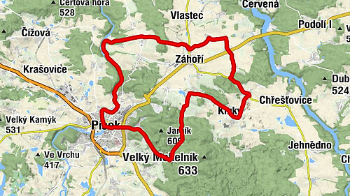 Písek - Prospekční štola - U Caisů - Vnitřní Město