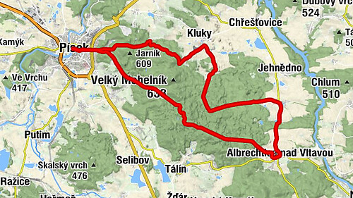 Vnitřní Město - Písek - Albrechtice nad Vltavou - Chata Živec