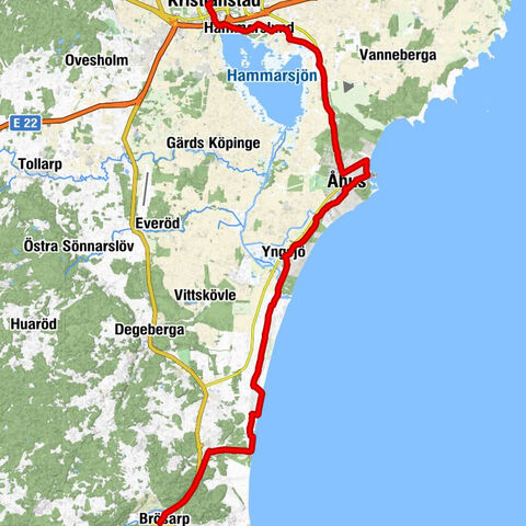 Kristianstad - Hammarslund - Åhus - Brösarp