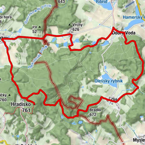 Práskolesy - Sumrakov - Hradisko - Bradlo