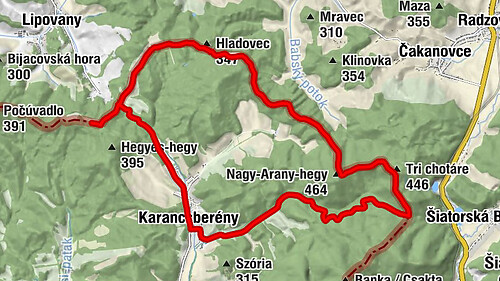 Karancsberény - Tri chotáre - Nagy-Arany-hegy - Hladovec