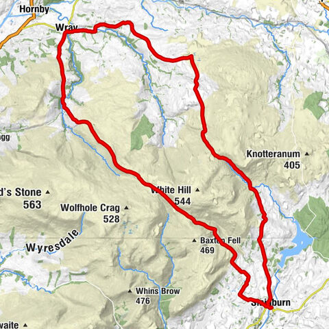 Slaidburn - Cross O'Greet (Tatham Fell) - Cross O'Greet - Merrybent Hill