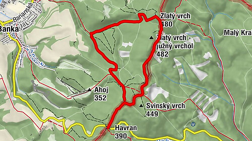 Havran - Zlatý vrch - južný vrchol - Zlatý vrch - Banka