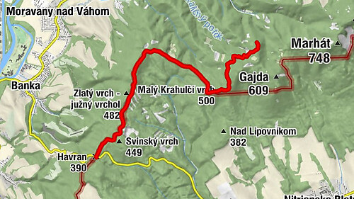 Havran - Zlatý vrch - južný vrchol - Malý Krahulčí vrch - Malá dolnosokolská jaskyňa