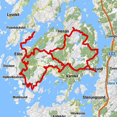 Svanesunds färjeläge - Röra kyrka - Nösunds rös - Långelanda kyrka