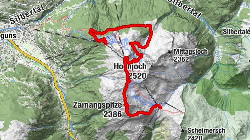 Grasjochhütte - Zamangspitze - Kreuzjoch - Kapellrestaurant