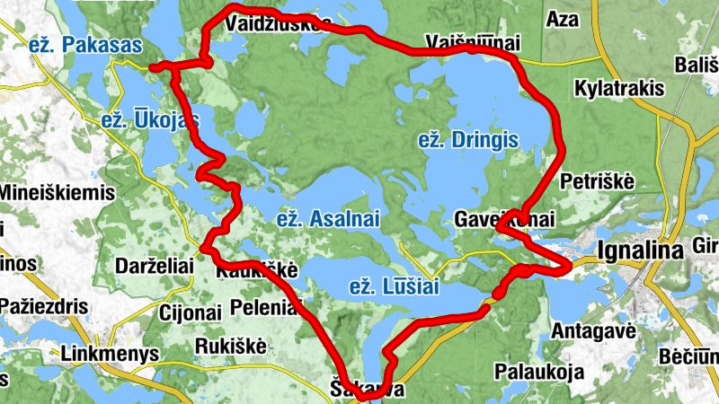 Palūšė - Piratų baras - Ladakalnis - Strigailiškis