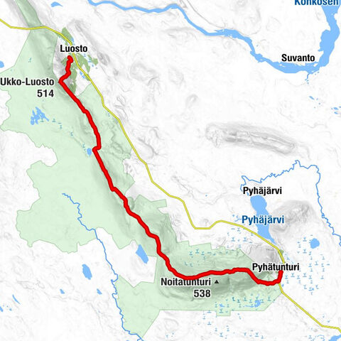 Pyhätunturi - Latvavaara - Ukko-Luosto - Sodankylä