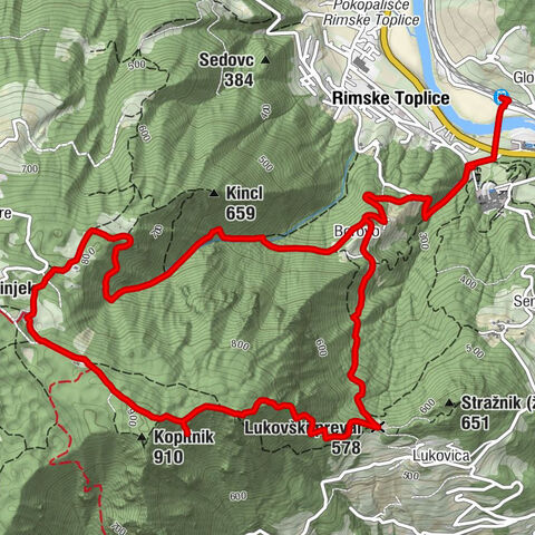 Rimske Toplice - Lukovški preval - Kopitnik (žig) - Kopitnik