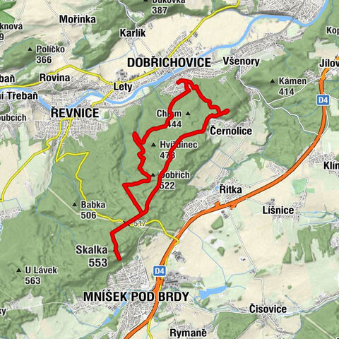 Dobřichovice - Červená Hlína - Skalka - Dobřich