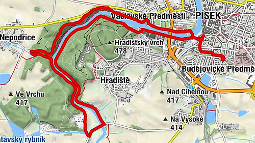 Budějovické Předměstí - Vnitřní Město - Písek - U Smetáka