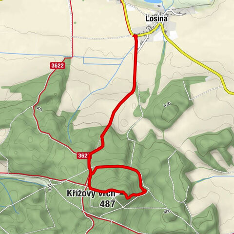 Losina - Kostel Povýšení sv. Kříže - Křížový vrch rozhledna - Křížový vrch