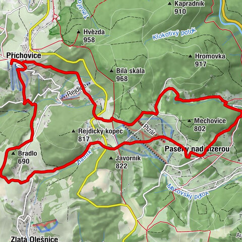 Příchovice - Rejdice - Svatý Václav - Bradlo