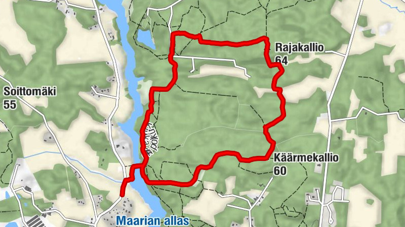 Paimala - Rajakallio - Käärmekallio - Tasto