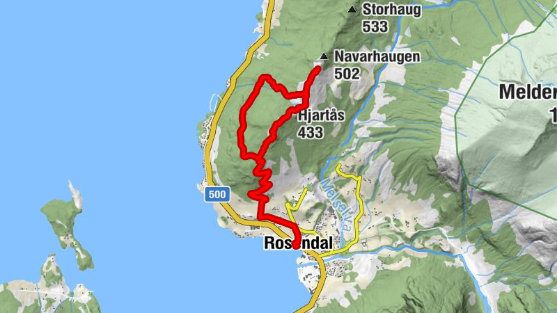 Rosendal - Klåberg - Hjartås - Skålafjell