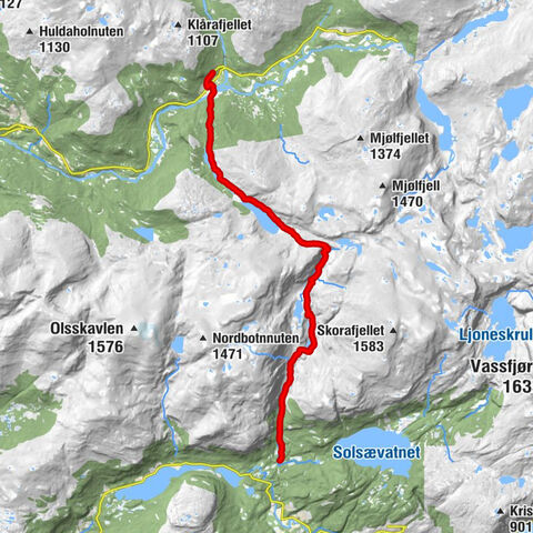Mjølfjell - Urlandsstølen - BT-hytten - Ulvik