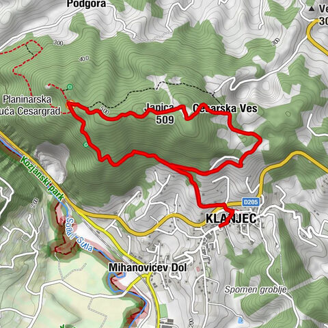 Klanjec - Planinarska kuća Cesargrad - Japica - Cesarska Ves