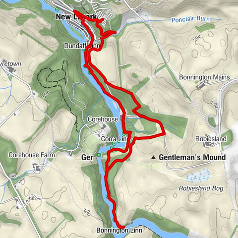 Lanark - New Lanark - Dundaff Linn - Corehouse