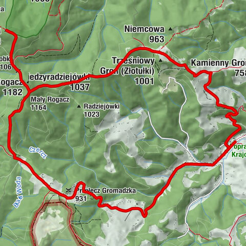 Kosarzyska - Mały Rogacz - Wielki Rogacz - Radziejowa