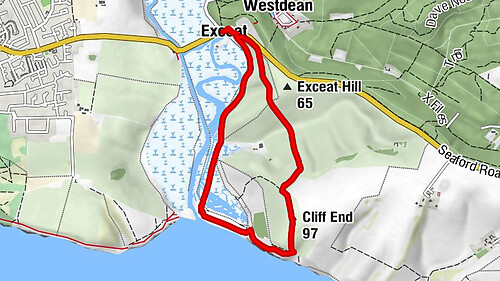 Exceat - Westdean - Cliff End - Eastbourne