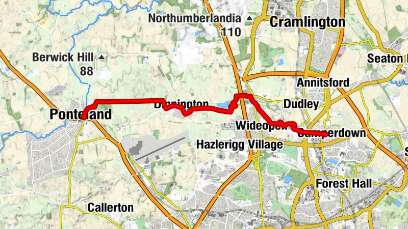 Gateshead - Camperdown - Burradon - Ponteland