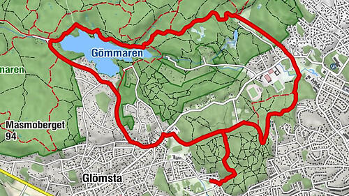 Huddinge - Stuvsta-Snättringe - Fullersta kvarn - Sjödalen-Fullersta