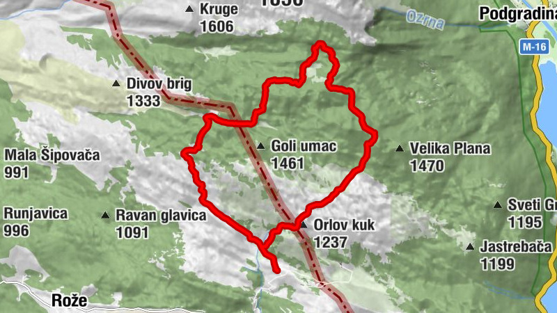 Poduba - Bašići - Orlov kuk - Planinarsko sklonište Sveti Mihovil
