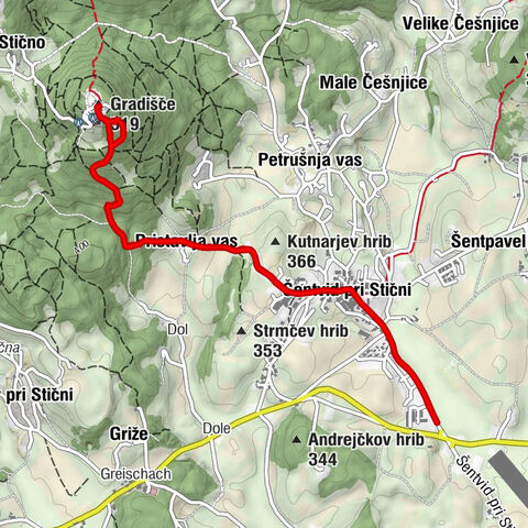 Ivančna Gorica - Lavričeva koča na Gradišču - Sv. Miklavž - Gradišče