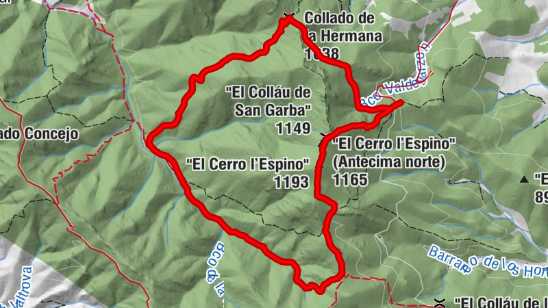 "El Cuello San Garba" - "El Cerro l'Espino" - "El Cerro l'Espino" (Antecima norte) - "El Cerro San Garba"