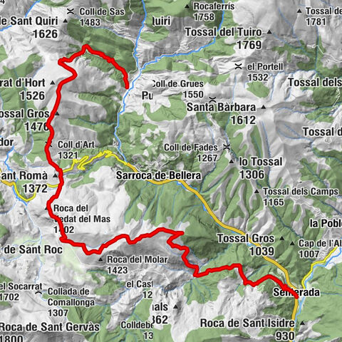 les Esglésies - Tossal del Caubo - Roca del Vedat del Mas - Senterada