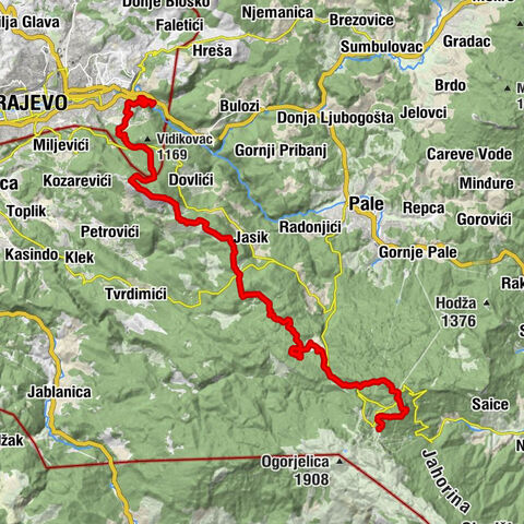 Kozija ćuprija - Trebević - Rudine - Zelena glava