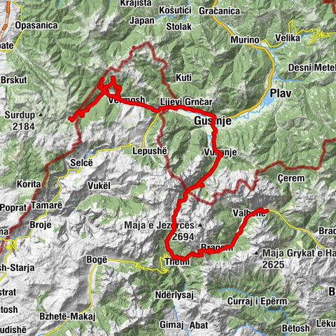 Çuka Dunishës (Valbonë) - Kui Vermoshit - Škala od Rikavca - Katun Vujoševića