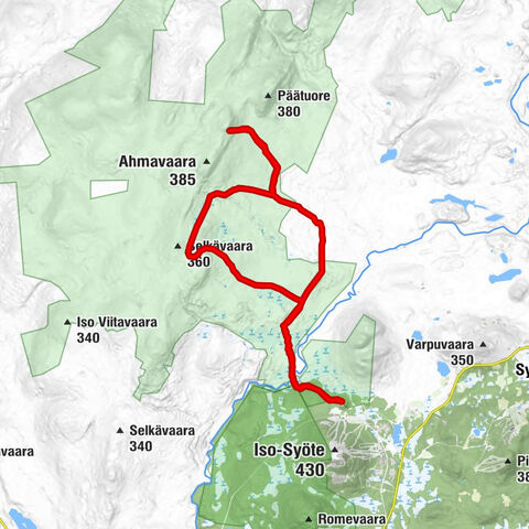 Pudasjärvi - Annintupa päivätupa - Ahmatupa, autiotupa - Ahmatupa, varaustupa