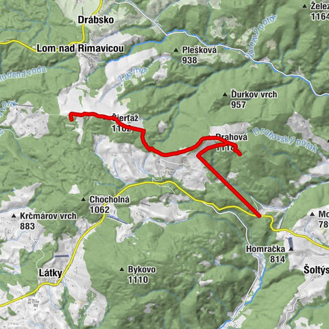 Kokava nad Rimavicou - Drahová - Čierťaž - Látky