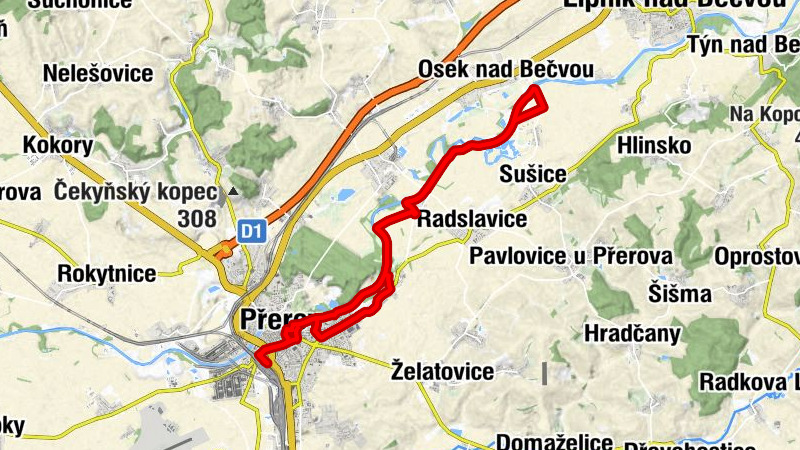 Přerov - Kozlovice - Grymov