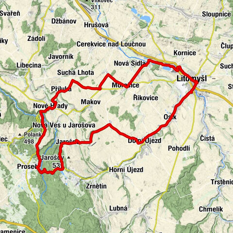 Bor u Skutče - Dudychov - Nové Hrady - Litomyšl