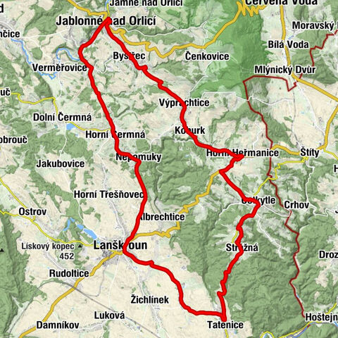 Jablonné nad Orlicí - Kostel sv. Anny - Vlčí vrch - U Luxů
