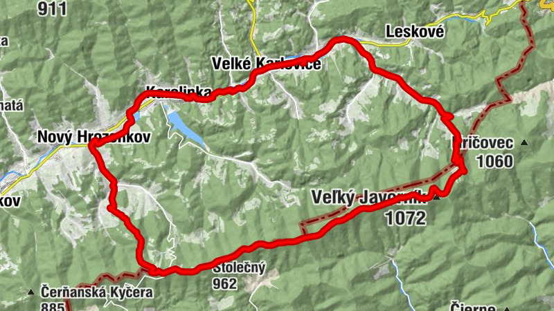 Velké Karlovice - Stratenec - Malý Javorník - Stolečný