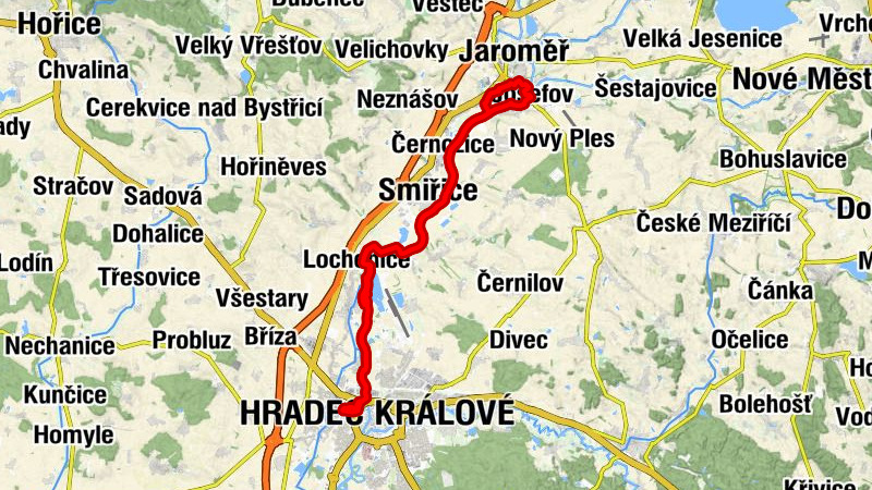 Hradec Králové hlavní nádraží - Hradec Králové - Smiřice - Jaroměř