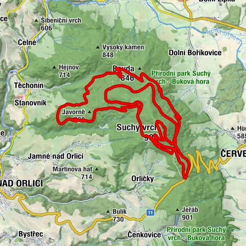 Červenovodské sedlo - Prostřední vrch - Kramářova chata - Suchý vrch