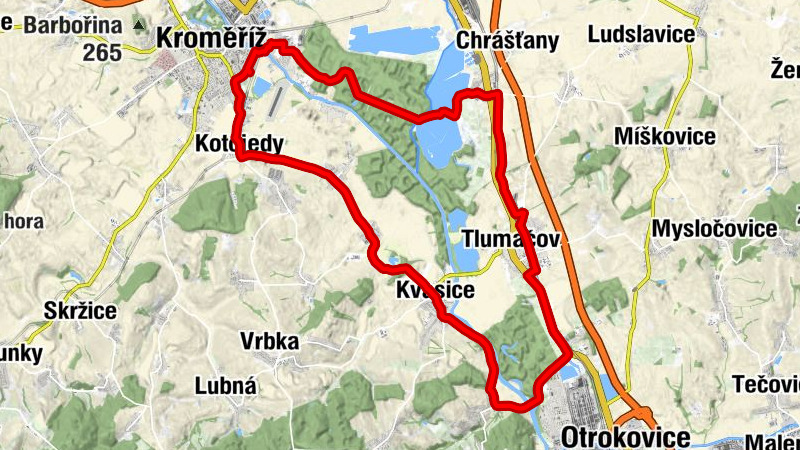 Kroměříž - Záhlinice - Tlumačov - Bělov