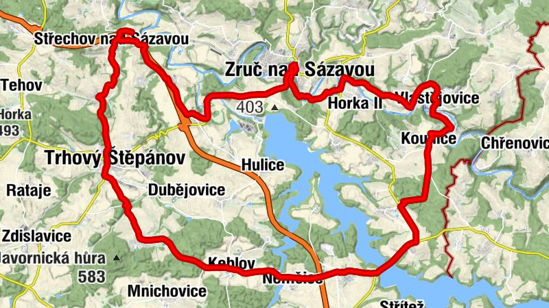 Střechov nad Sázavou - Dalkovice - Trhový Štěpánov - Zruč nad Sázavou