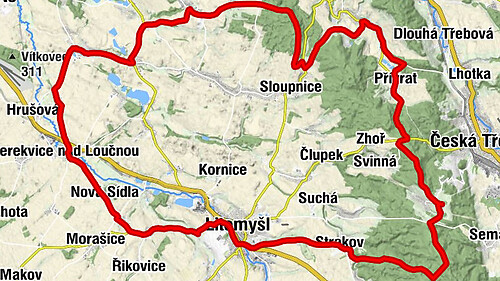 Tisová - Vilámovský kopec - Zhořský kopec - Kozlovský kopec