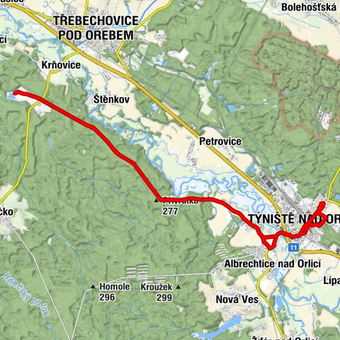 Týniště nad Orlicí - Svatý Mikuláš - Štěpánovsko - Přívratka