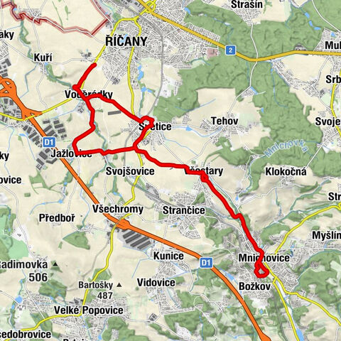 Říčany - Krabošice - Voděrádky - Touha