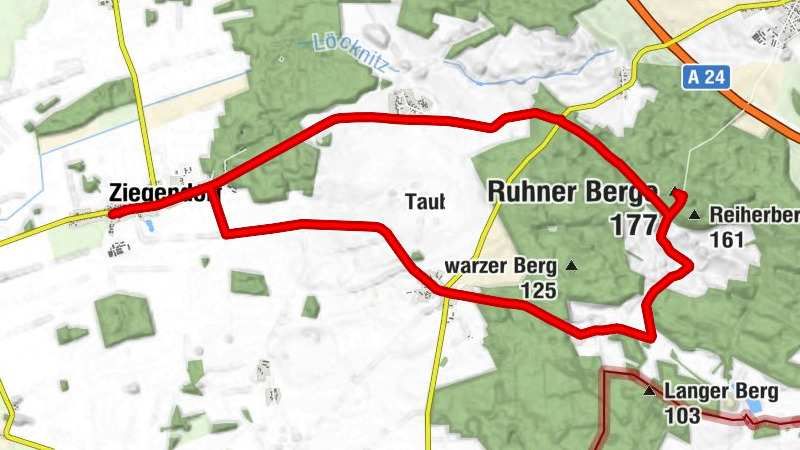 Ziegendorf - Drehfahl - Drefahler Landgasthaus - Ruhner Berge